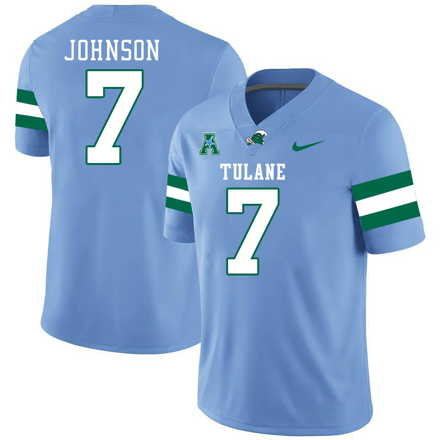 Tulane Green Wave #7 Patrick Johnson College Football Jerseys Stitched Sale-Blue